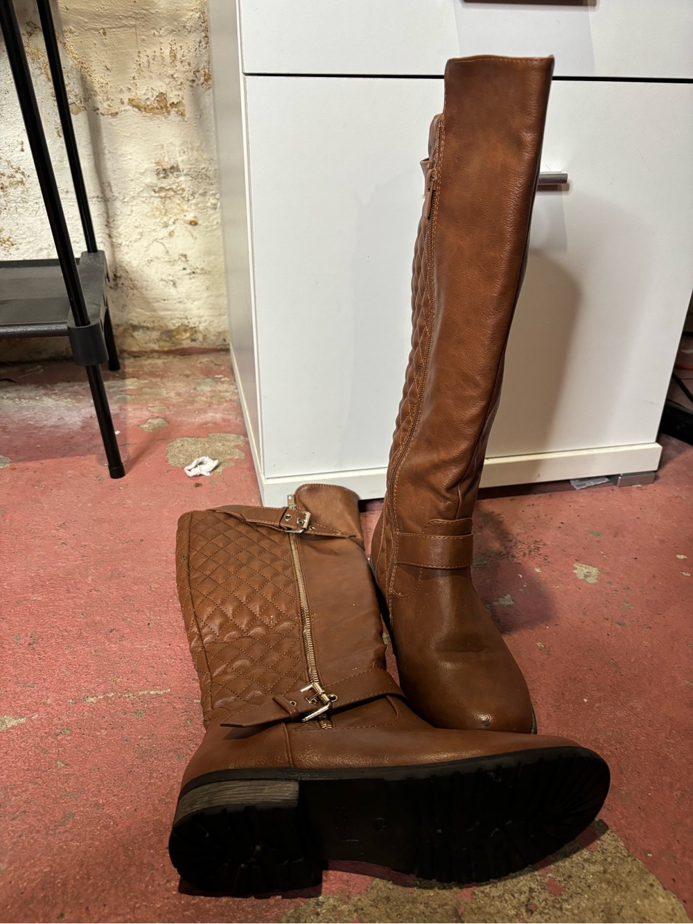 Forever 21 Tan Quilted Over-the-Knee Boots